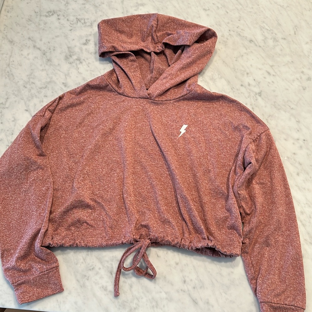 Women’s Cropped Hoodie, small in marled burgundy